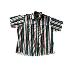 Vintage Wrangler Striped Cotton Boxy XL Pearl Snap Short Sleeve Western Shirt